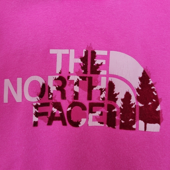 The North Face bright pink women's hoodie sweatshirt with tree graphic - Picture 2 of 9